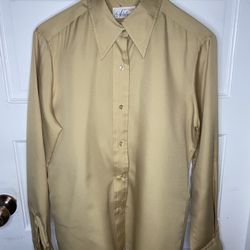 VTG Adelaar Shirt Womens button up long sleeves gold brown 14 MAN TALORES