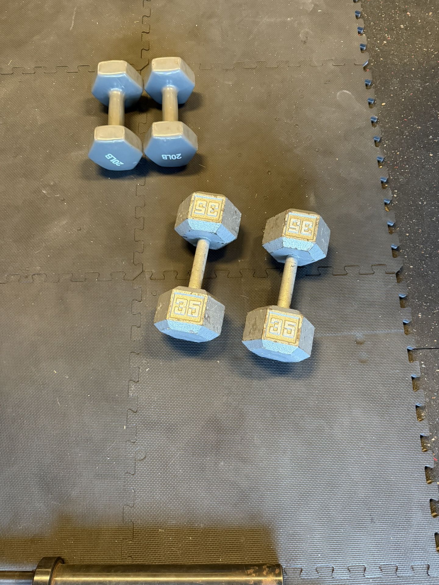 Pair Of 35 Lb And 20 Lb Dumbbells