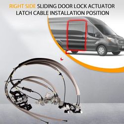 Right Side Sliding Door Lock Actuator Latch Cable Ford Transit 150 250 350 350HD Thomas Transit