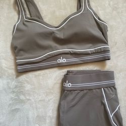 Taupe 2pc sports bra and short set