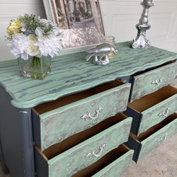 Grey Sage Green Holographic Provincial Dresser 