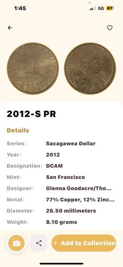2012-S Native American Dollar Proof Coin (DCAM)