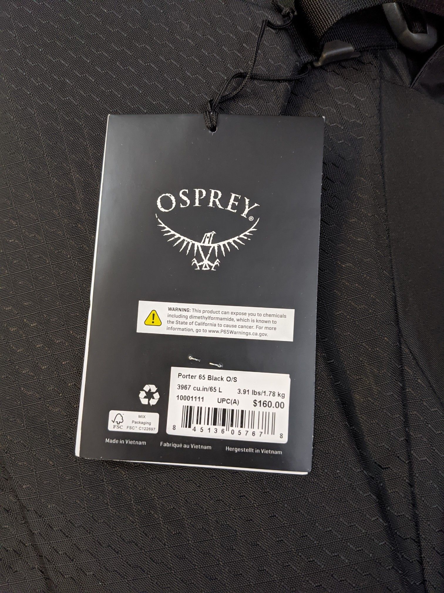 Brand new Osprey Porter 65 backpack