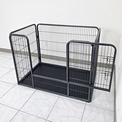 (New) $110 Pet Playpen Heavy-Duty Dog Kennel with Plastic Tray, 49x32x35” Tall 