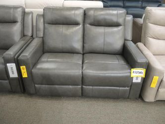 Abbyson Rhodes Gray Leather Manual Reclining Loveseat