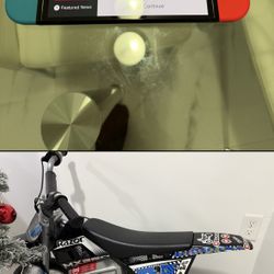 Nintendo Switch OLED and Razor Dirt Rocket MX350 Electric Bike