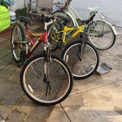 Bicycles mountain bikes, and beach cruisers