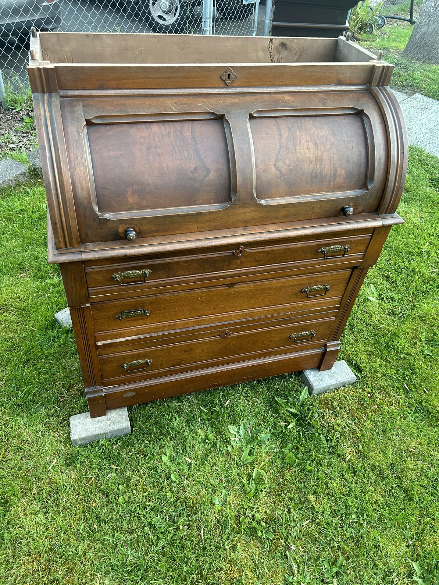 Antique 2 Piece Stackable Walnut Cabinet 
