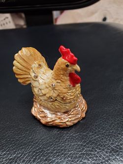 Beautiful Chicken Rooster Hen Tinker jewelry box case