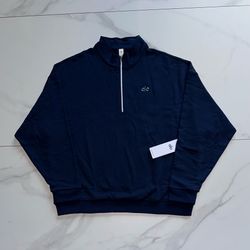 Alo Yoga Accolade 1/4 Zip Pullover Sweatshirt Navy Blue NWT Size XL