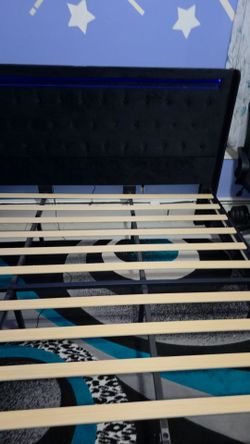 King size bed frame with charging port and LED lights