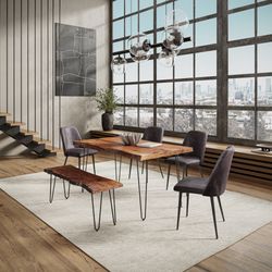 Nature's Edge Light Chestnut/Dark Brown 60 Dining Table w/ 4 Maddox Chairs