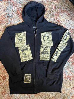 Ripple Junction One Piece Wanted Posters Zip-Up Hoodie size Small