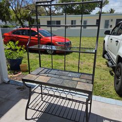 Tall Industrial Kitchen Rack / Coffee Bar with Wine Rack (6’4”