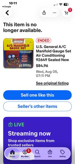U.S. General A/C Manifold Gauge Set Air Conditioning 92649 Sealed New I have two pictures same price, Amazon and ebay $70.00