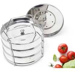 ecozoi Instant Pot Stackable Insert Pans for 6 & 8 Quart, 3 Tier Steamer Insert Pans for Instant Pot Pressure Cooker, Pot in Pot for Baking, Steaming 