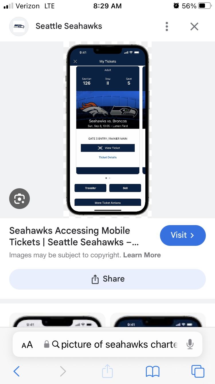 2 Seahawks Charter Tickets