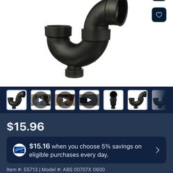 Charlotte Pipe 1-1/2in ABS Trap Fitting For Sanitary Drain Waste and Vent Systems