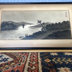 Antique Chinese Water Color Landscape Painting Marshall Field Co Chicago Illinois 