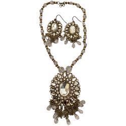 Indian Clear Gold Rhinestone Pendant Set