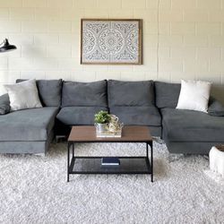 Gray Double L Sectional Couch / Sofa [FREE Delivery🚚]