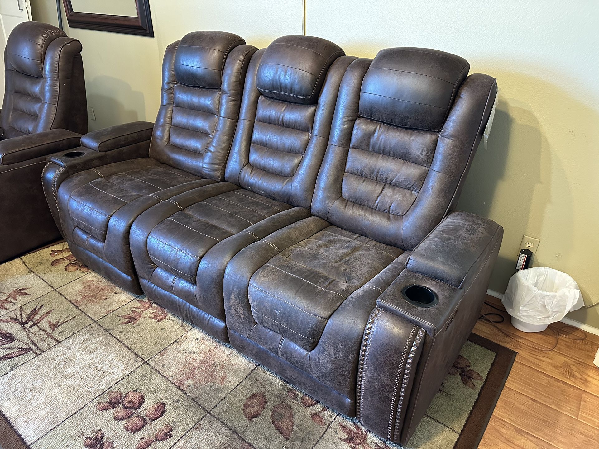 Reclining Leather Sofa And Chair
