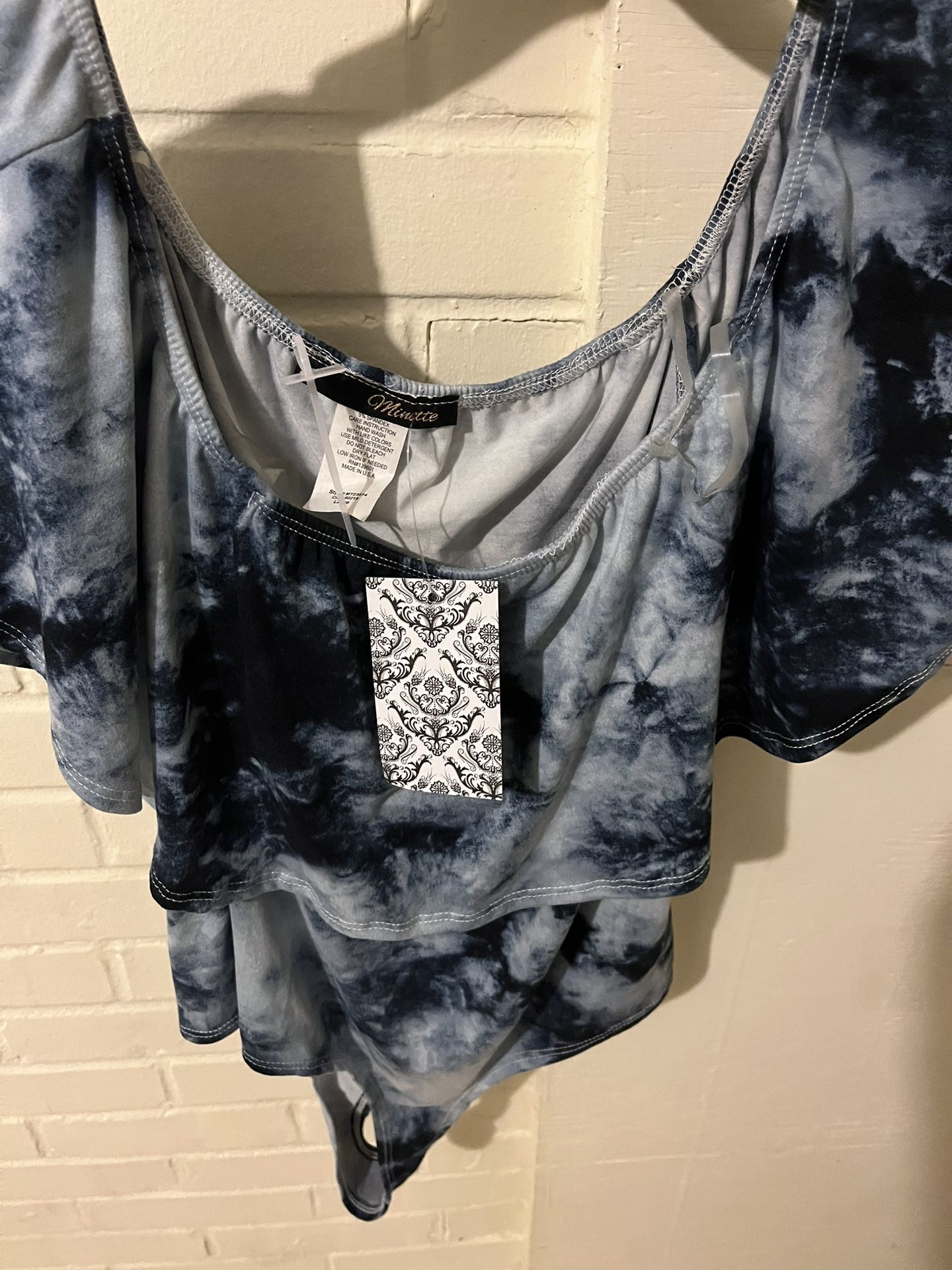 Brand New a Minctte brand Blue Tie Dye Body Suit With Tags