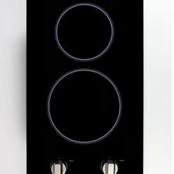 New  12” Radiant Electric Ceramic Glass Cooktop Black W 2 Burner Elements Dual Radiant Burner