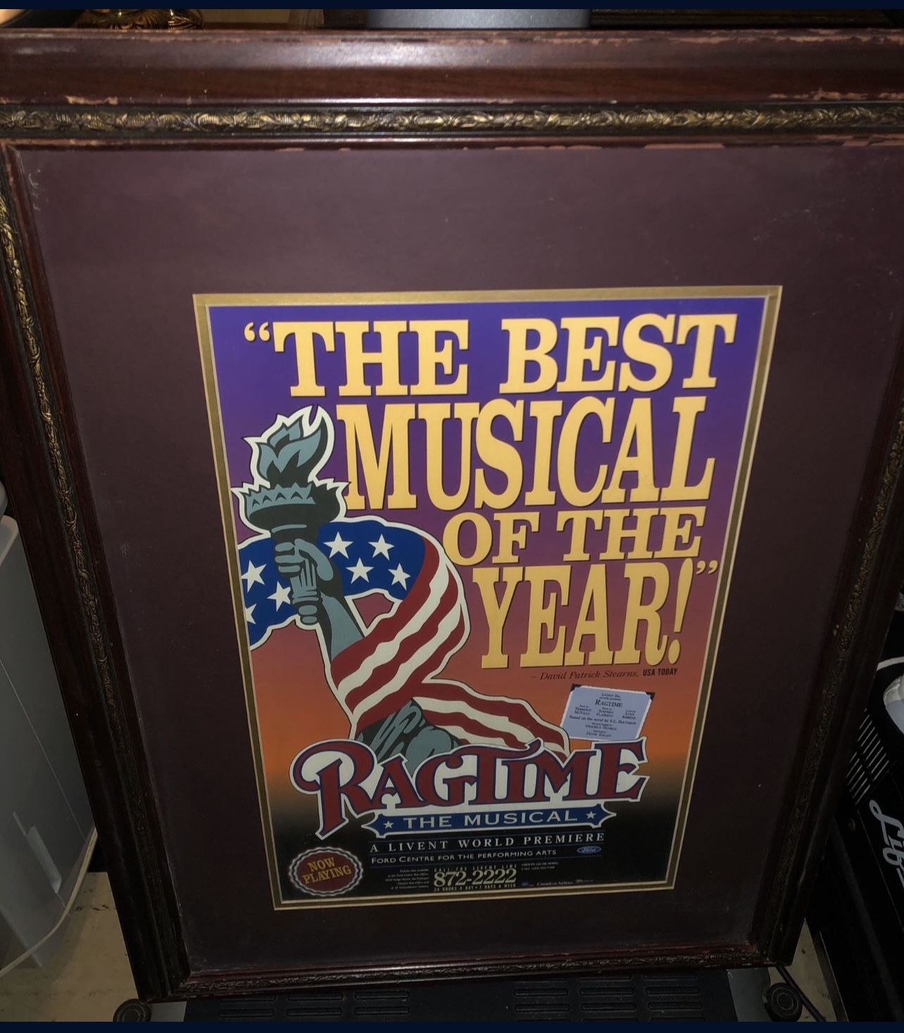 Ragtime Musical Theater Broadway Window Card Poster Frame 25" x 33"
