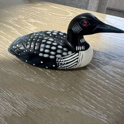 Hand Carved Wooden Loon Duck Figurine – Cabin / Lake House Decor Via 