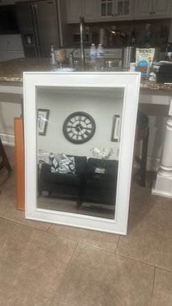Framed beveled mirror
