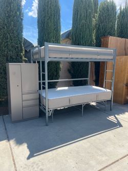 Twin Bunk Bed W/ Storage & Mattresses!