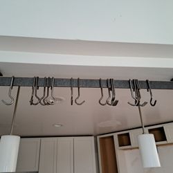 Beautiful Sleek Kitchen Pot Rack - Quality Piece For Tight Spaces!