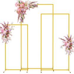 Asee'm Square Metal Arch Stands Set Of 3 Gold Arch Stand Square Backdrop Stands For Wedding Ceremony Birthday 