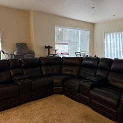 Leather Reclining Sectional 