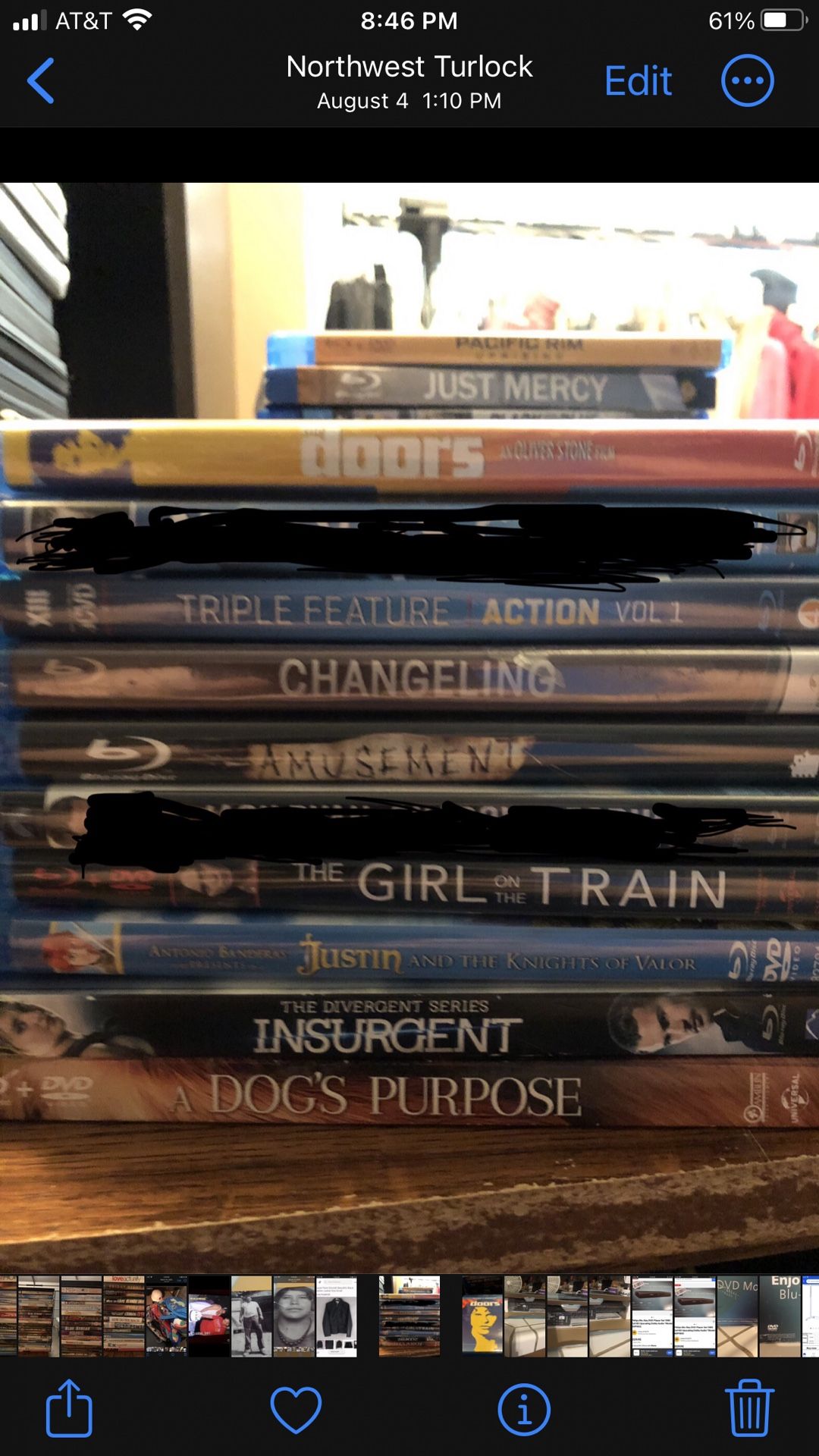 8 Blu-Rays. $1. Ea. 