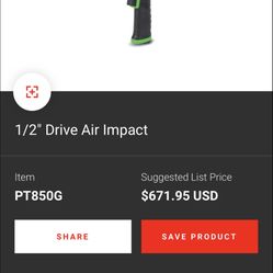 Snap on half inch air tool