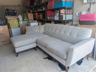 Mid-Century Modern Gray Sectional Sofa