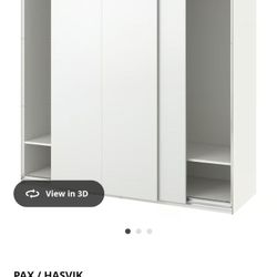 Wardrobe with sliding doors, white/white