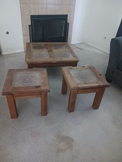 3-Piece Wood and Glass Coffee Table Set