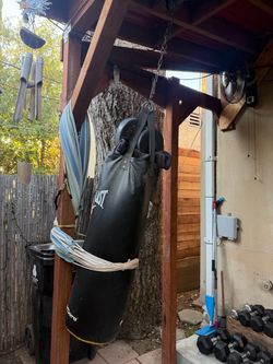 Basketball court and boxing bag
