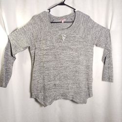 Size Med Juicy Couture Gray Long Sleeve Pullover Rhinestone Detail Rayon Blend 