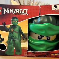 2016 Lego Ninjago Costume!  Green Ninja With Box! Boys Size S/P Ages 4+