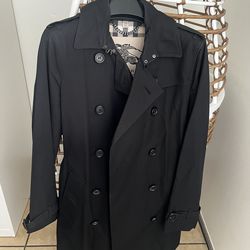 Burberry black Kensington long orangic cotton gabardine trenchcoat