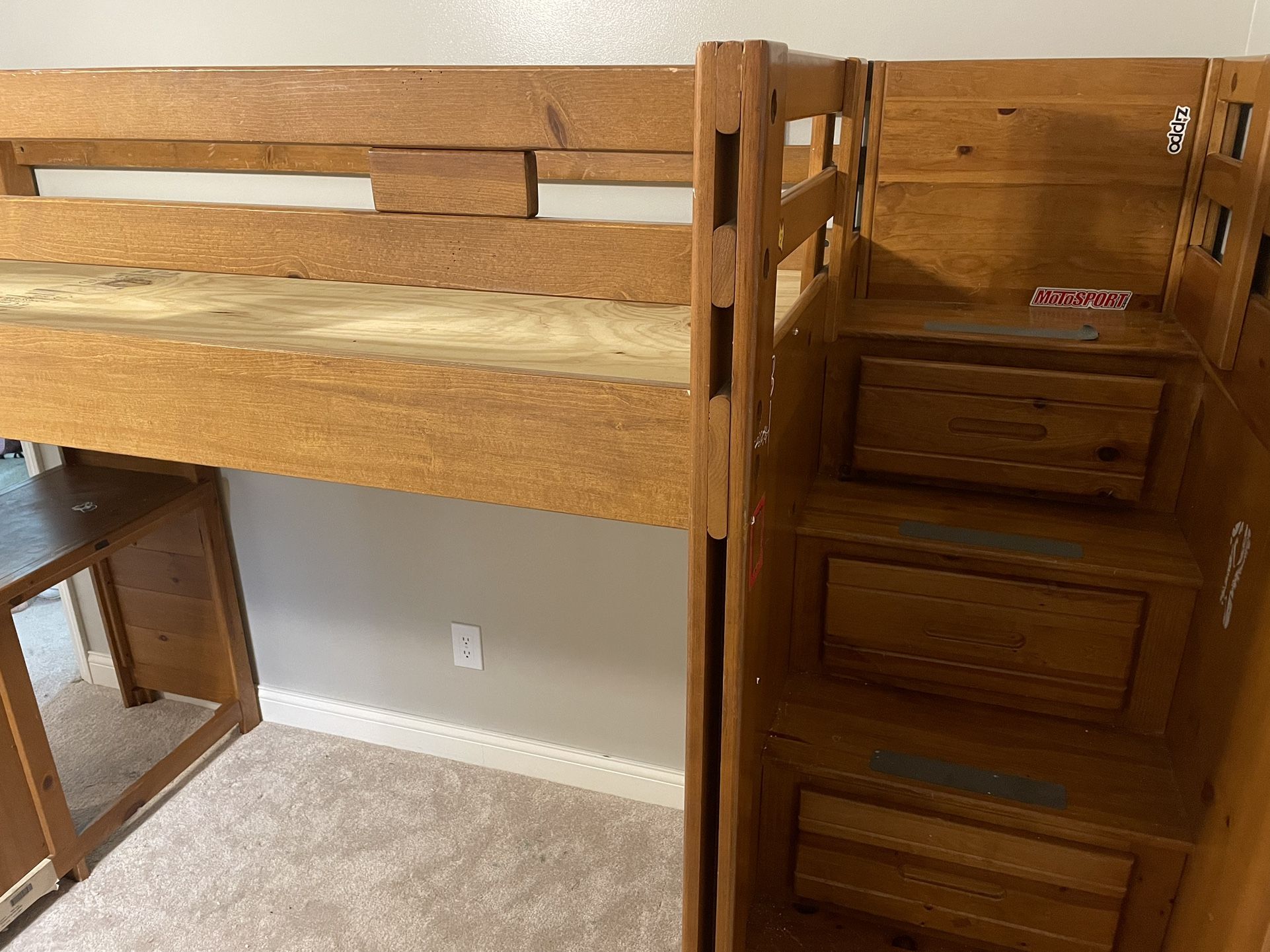 Twin Loft Step Bunk Bed With Desk
