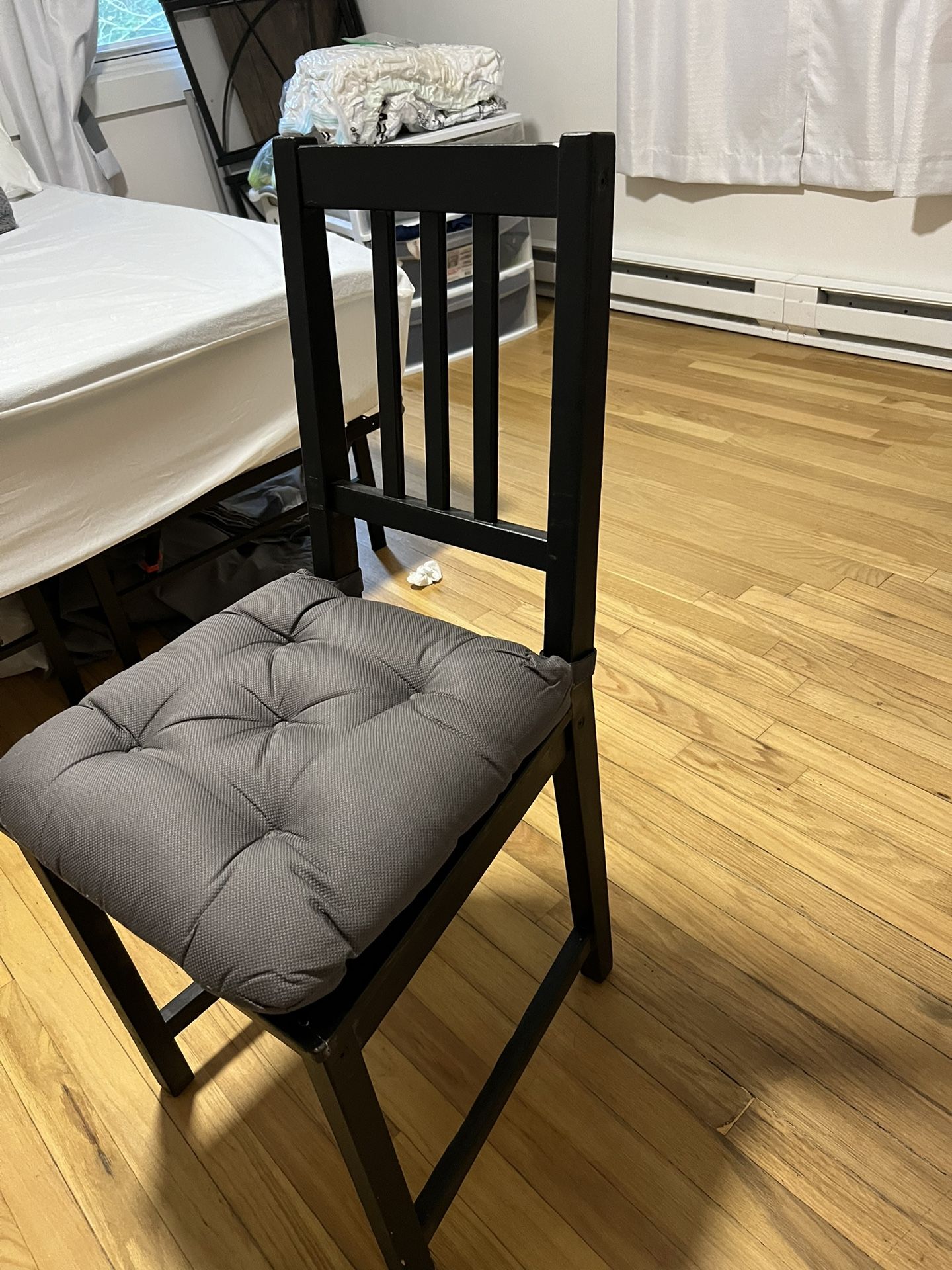 Black Wooden Chair With Cushion