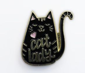 Cat Lady Enamel Brooch Pin
