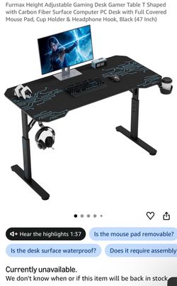 Gaming desk, chair and accessories