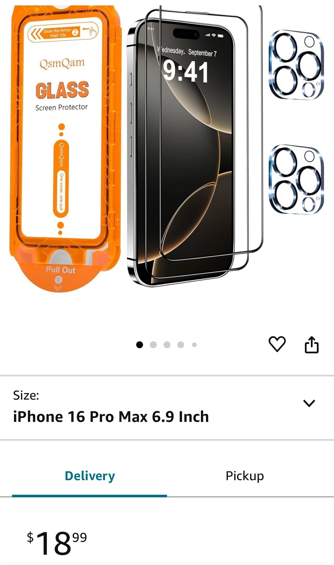  New In Box iPhone 16Pro Max Screen Protector+Camera Lens Protector,[Military Grade Shatterproof]Ultra Top 9H+Tempered Glass,Full Coverage Screen with