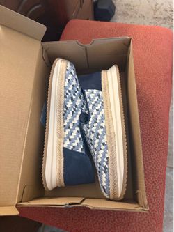 Blue Woven Espadrille Slip-On Sneakers